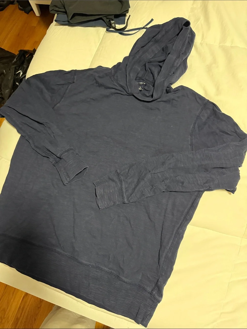 J. Crew Navy Blue Pullover Hooded Long-Sleeve Shirt